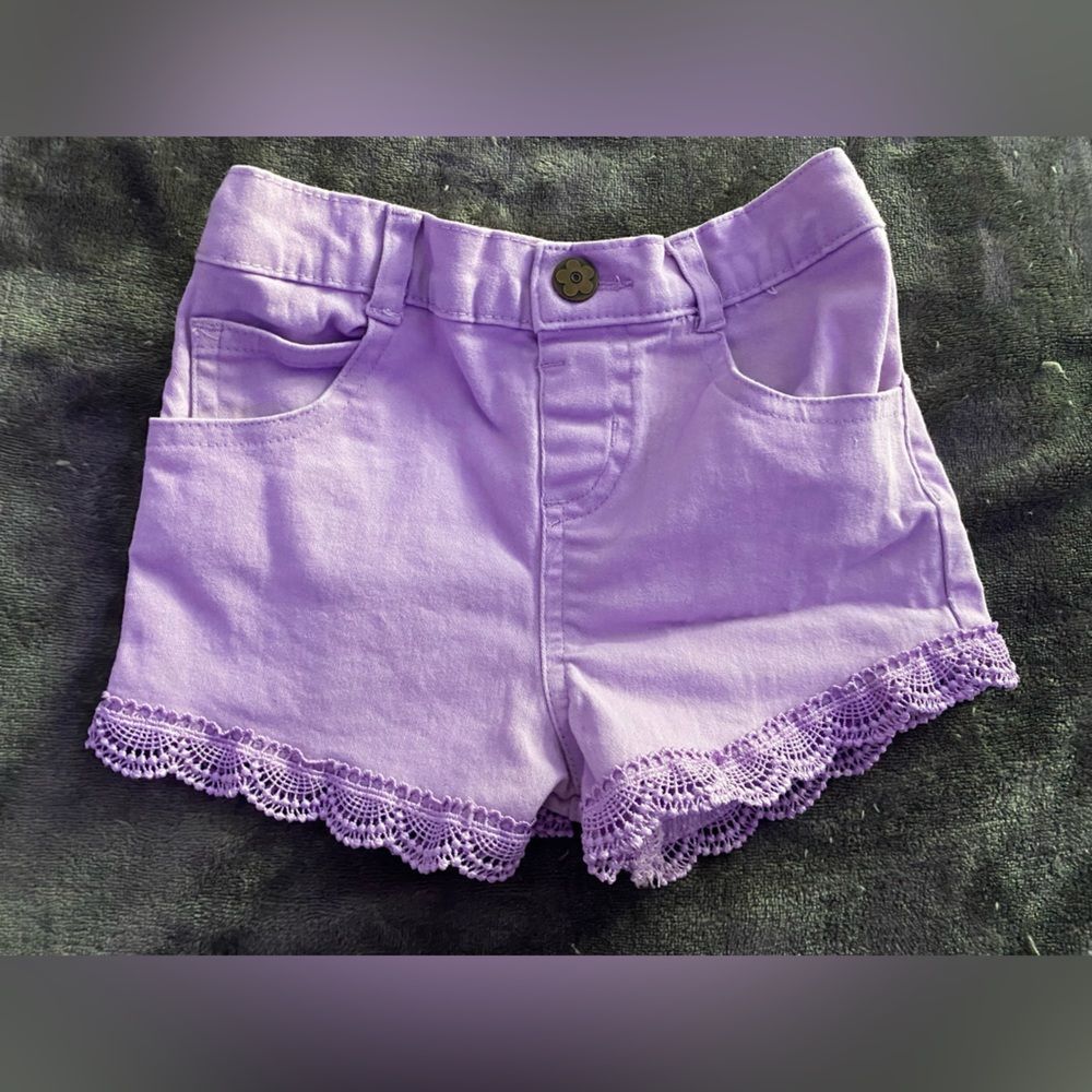 Garanimals 12 month Lilac lavender jean shorts lace trim